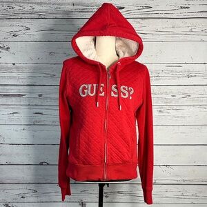 Guess Vibrant Red Quilted Hoodie